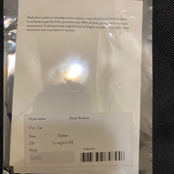 Acne Pin Jeans in Tar Wash NWT - Picture 4 of 5